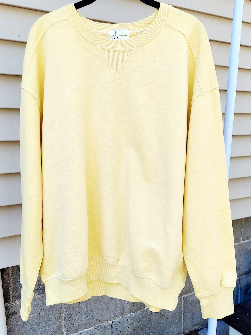Aerie Offline Pastel Yellow Oversized Crewneck Sweatshirt Women's Size S Travel